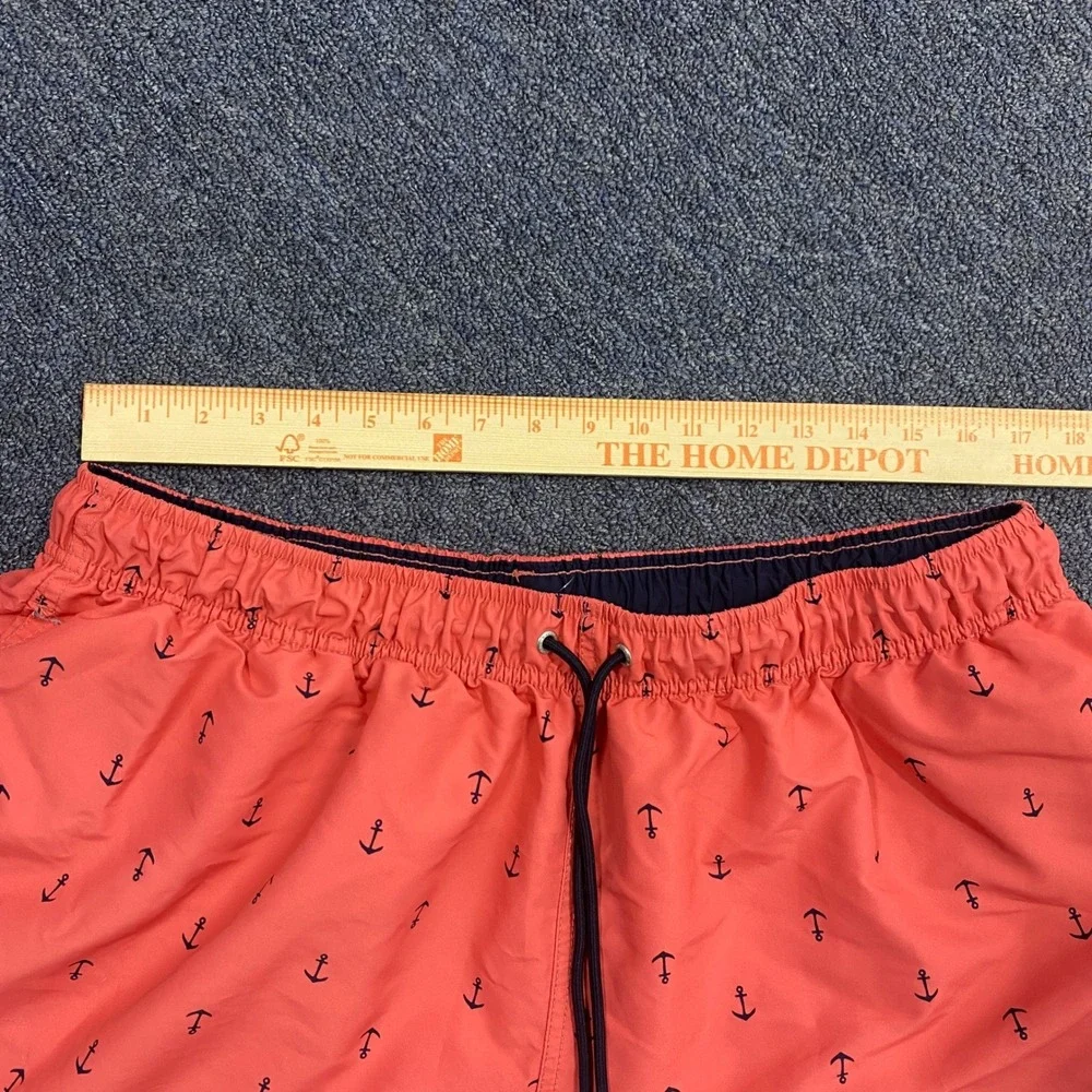 Nautica Swim Trunks Mens 2XL Coral Pink Anchor‎ Print Mesh Lined XXL